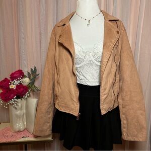 Chic Women's Light Pink Suede Jacket